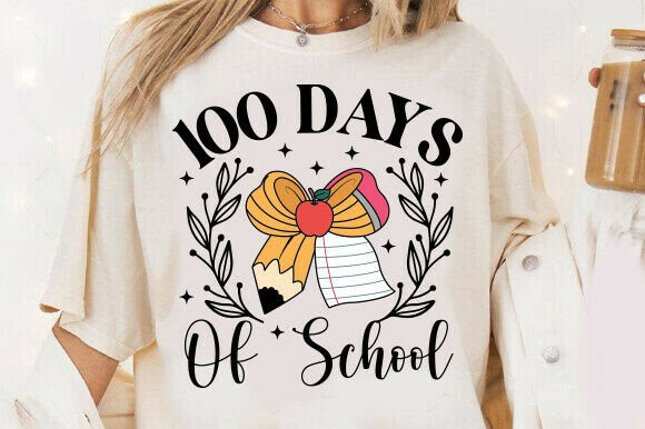100 Days of School Coquette Bow: A Versatile Graphic Design Asset for T-Shirt Designs and Branding