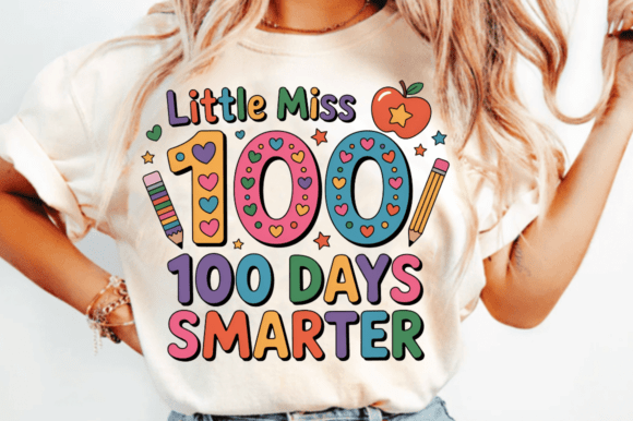 100 Days of School PNG, Little Miss 100
