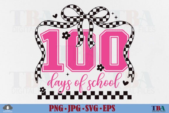 100 Days of School SVG Coquette Bow Girl Graphics