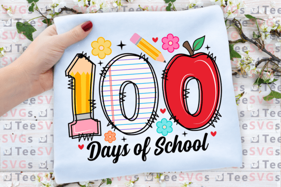 100 Days of School Svg: Retro Teacher Graphic for T-Shirt Designs
