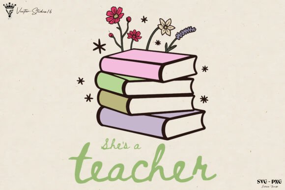 Christian She’s a Teacher SVG PNG – A Feminine Graphic Asset for Content Creators