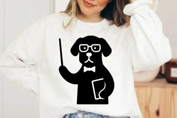 Funny Dog Teacher SVG Clipart Silhouette Graphics