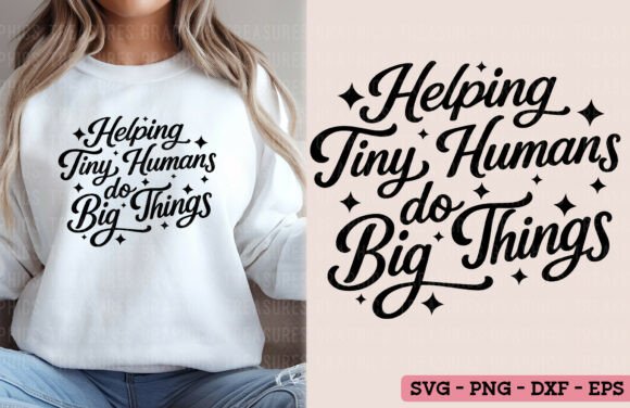 Funny Teacher Helping Tiny Humans SVG