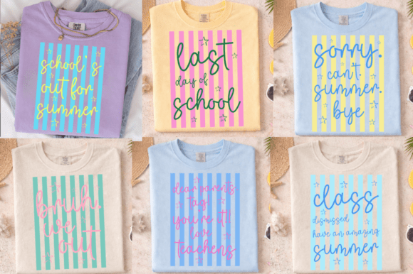 Neon Striped School Summer SVG for T-Shirt Designs