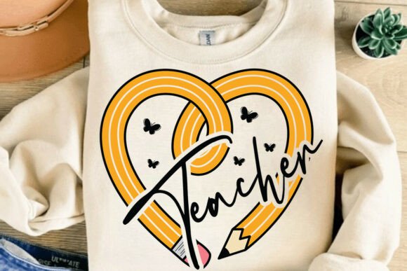 Pencil Heart Teacher PNG, Teacher SVG