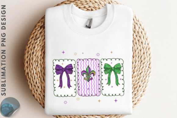 Preppy Mardi Gras Coquette Bow PNG