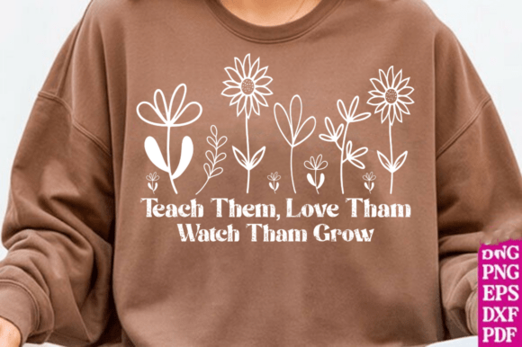 Teach Love Grow Svg,Floral Teacher Svg