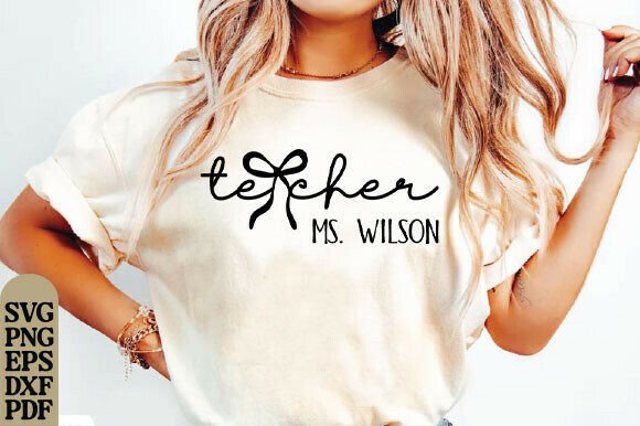 Teacher SVG, Pink Coquette Bow SVG I PNG