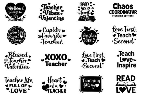 Teacher Valentine Quotes SVG Bundle