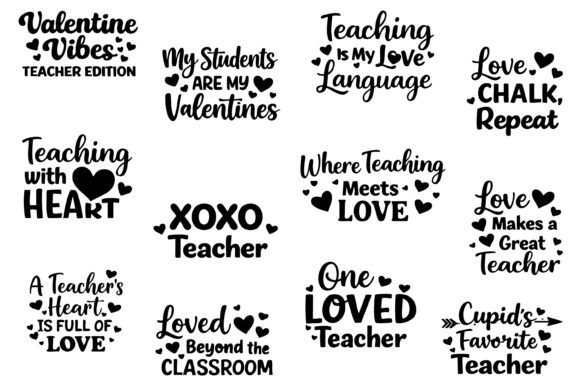 Teacher Valentine SVG Quotes Clipart